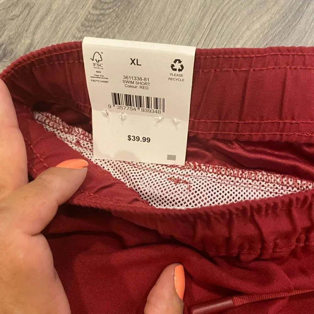 Mens red swim short